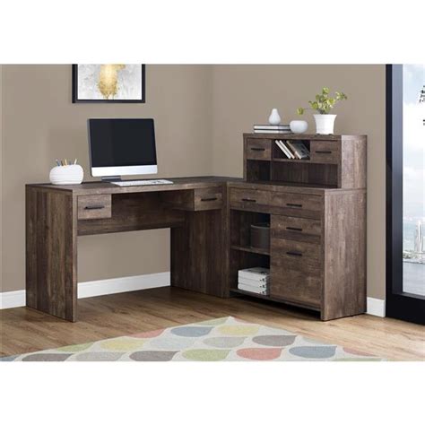 The reclaimed wood desk has come with different design and different shape. MONARCH SPECIALTIES Monarch Brown Reclaimed Wood Left or ...
