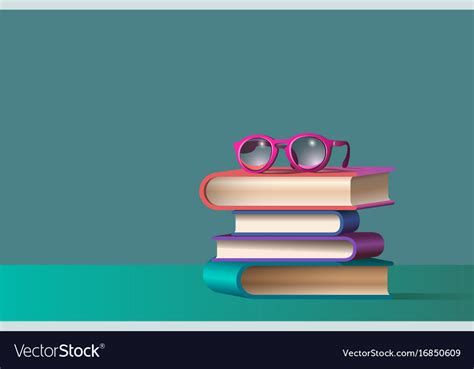 Glasses On Stacked Books Royalty Free Vector Image