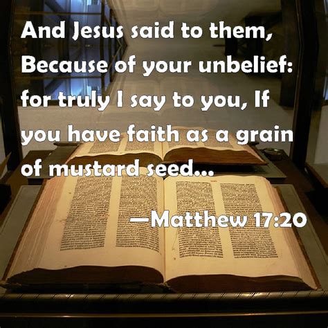 Matthew 1720 And Jesus Said To Them Because Of Your Unbelief For