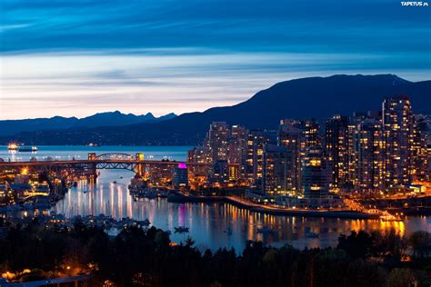 Oświetlone Miasto Vancouver Kanada