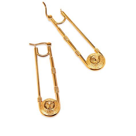 Versace Safety Pin Earrings Gold End Global