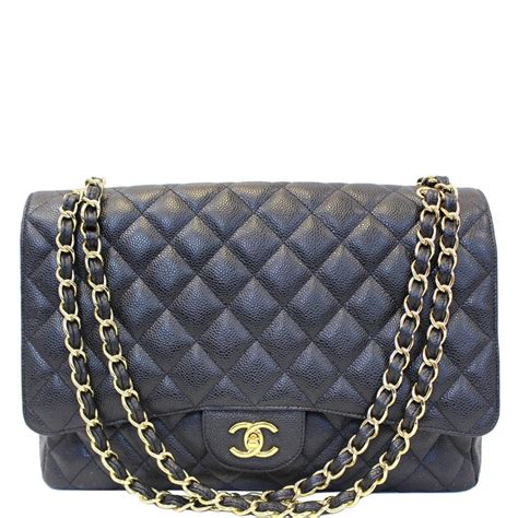 Chanel Classic Maxi Jumbo Double Flap Caviar Leather Shoulder Bag Us