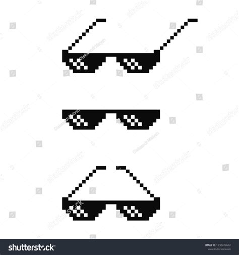Vektor Stok Black Pixel Art Glasses Set Meme Tanpa Royalti 1230422662 Shutterstock