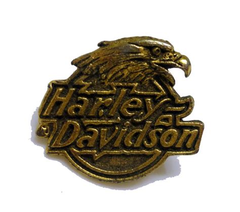 Vintage Harley Davidson Gold Eagle Motorcycle Metal Pin Lapel Badge