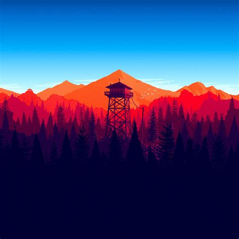 2932x2932 Firewatch Forest Mountains Minimalism 4k Ipad Pro Retina