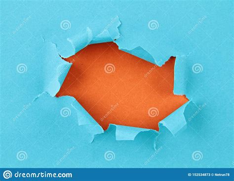 Torn Colored Paper Hole In The Sheet Of Paper Stock Image Image Of