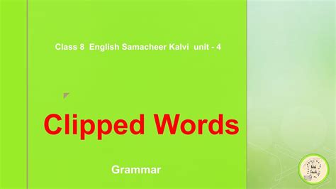 Clipped Words Grammar Explained In Tamil Clipping Words Class 8