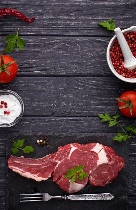 Raw Meat Steak Entrecote Stock Photo Containing Background And Bbq
