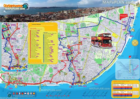 Lisbon Map City Sightseeting Hop On Hop Off Double Decker Open Top