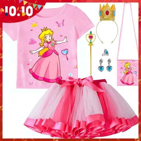 Princess Peach Costume Set For Girls Super Bros Princess Peach Tutu Dress With Accessories