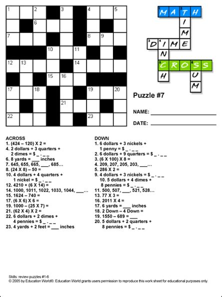 Choose your age to start the game with math & logic puzzles by the logiclike team. Math Cross Puzzle: Puzzle #7 | Education World
