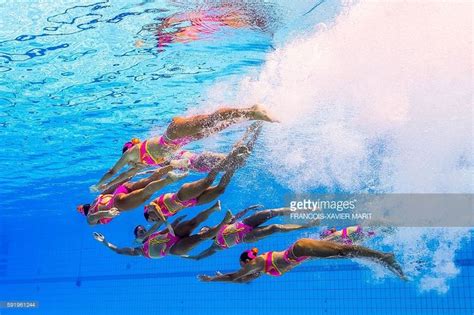 Underwater View Shows Team Brazil Competing During The Synchronised