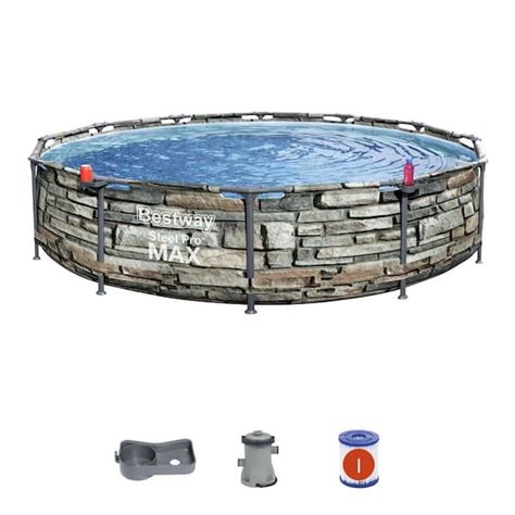 Bestway 56817e 12 Ft X 30 In Steel Pro Max Round Above Ground Swimming Pool With Pump 56817e