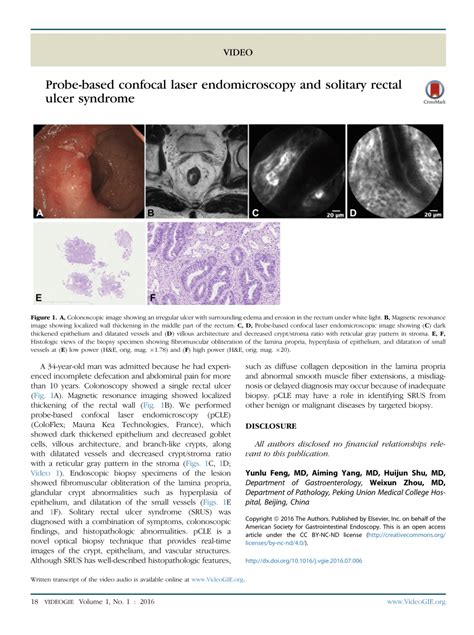 Pdf Probe Based Confocal Laser Endomicroscopy And Solitary Rectal