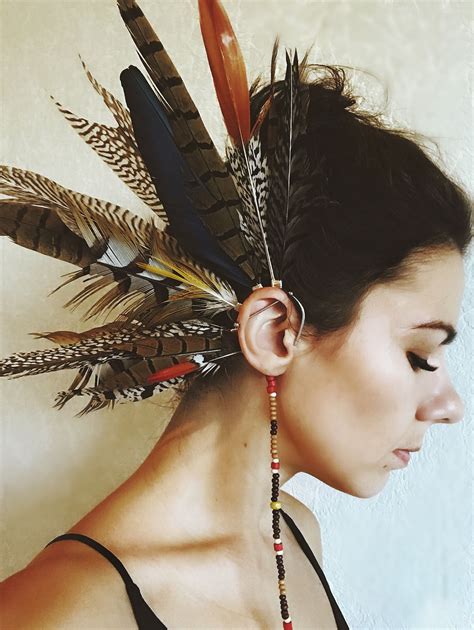 Feather Ear Cuff By Plunxnos Feather Ear Cuff Ear Cuff Bling Rings