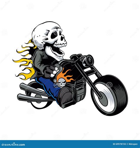 Skeleton Driving A Motorcycle Stock Illustration Illustration Of
