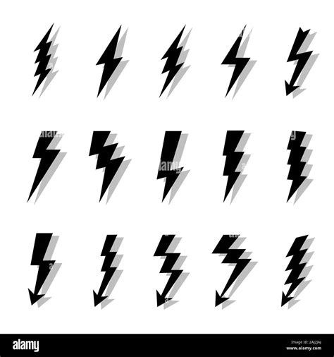 Lightning Bolts Vector Logo Set Concept Of Energy And Electricity