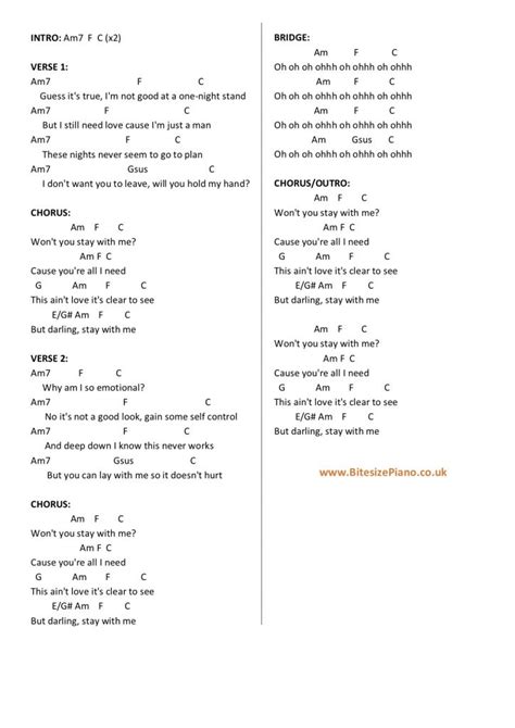 Free, curated and guaranteed quality with ukulele chord charts, transposer and auto scroller. STAY WITH ME - SAM SMITH PIANO CHORDS & Lyrics - Bitesize ...