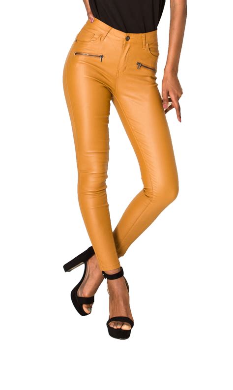 Womens Leather Look Trousers High Waist Faux Skinny Pants Stretch Leggings Ebay