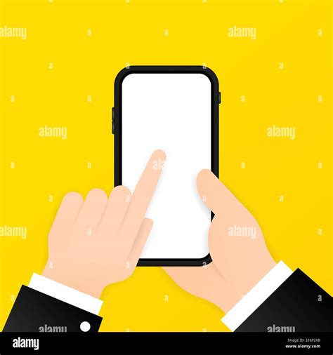 Hand Holding Phone With Blank Screen Banner Using Smartphone Concept Vector On Isolated