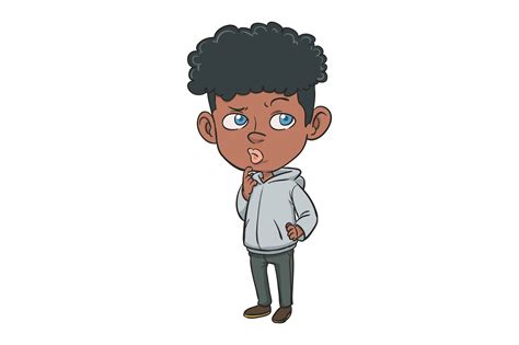 Black Curly Hair Cartoon Boy Character Illustration Of A Curly Haired