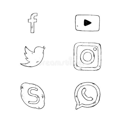 Vector Hand Drawn Social Media Icons Social Media Icons Set Editorial