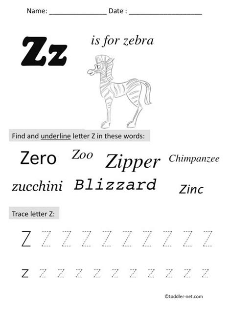 Letter Z Preschool Printables