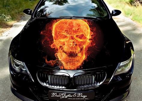 Flame Skull Full Color Graphics Adhesive Vinyl Sticker Fit Any