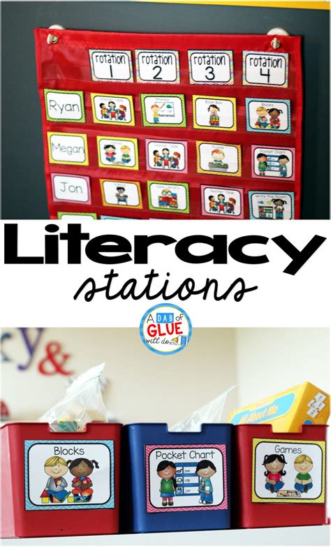 Literacy Stations A Dab Of Glue Will Do