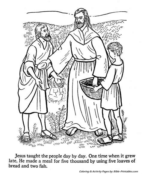 Jesus Teaches Coloring Pages Jesus Feeds The Multitude Bible Printables