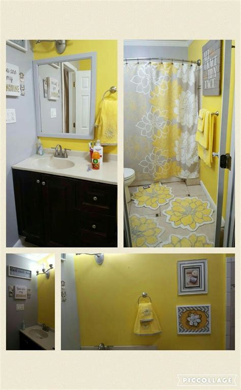 Delicate pink and dark ivy green make one enchanting color scheme. yellow and grey bathroom decor | Gray bathroom decor, Grey bathrooms, Bathroom decor
