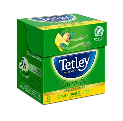 Tetley Green Tea Bags Ginger Mint And Lemon 10 Pcs Carton Buy Tetley
