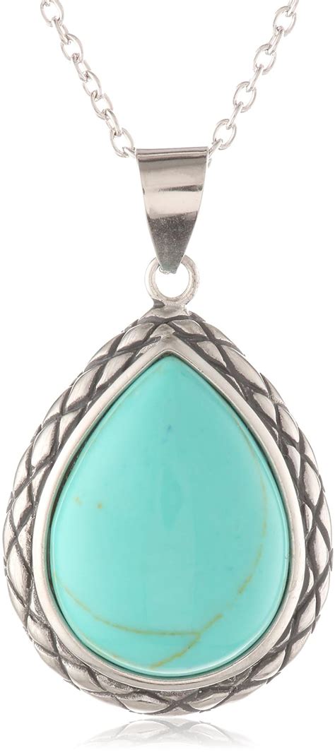 Amazon Com Sterling Silver Simulated Turquoise Teardrop Pendant