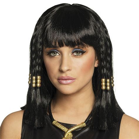 cleopatra wig with gold bead detailing great for halloween and fancy dress