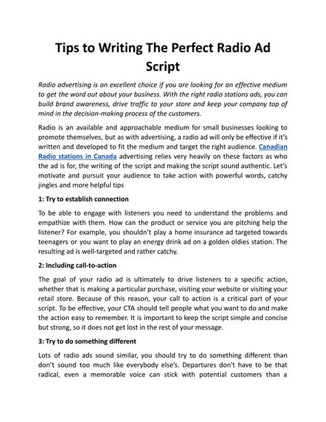 Ppt Tips To Writing The Perfect Radio Ad Scriptdocx Powerpoint