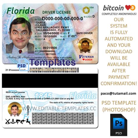 Florida Driving Licence Template Editable Templates