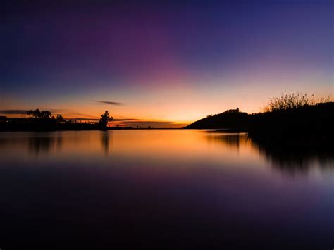 Wallpaper Sunset Lake Dusk 4k Nature 4974