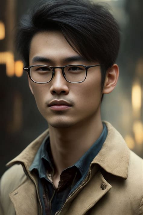 Markmo Portrait Of Handsome Chinese Young Man Glasses Long Hair