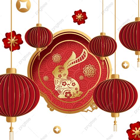 토끼의 해 구정 2023 황금 테두리 새해 토끼의 해 중국의 설날 Png 일러스트 및 Psd 이미지 무료 다운로드 Pngtree