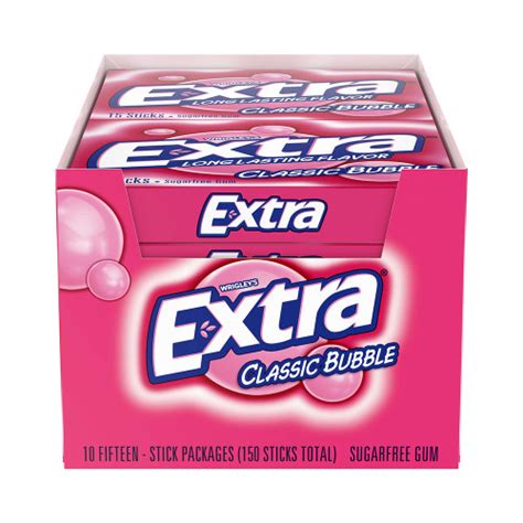 Extra Classic Bubble Gum 15 Pieces 10 Per Carton