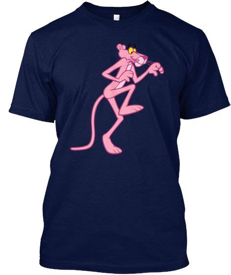 Mens The Pink Panther T Shirt Navy T Shirt Front Pink Panthers