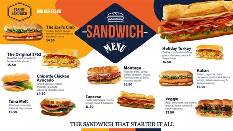 Sandwich Menu Board