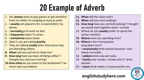 10 Adverb Example Sentences English Study Here