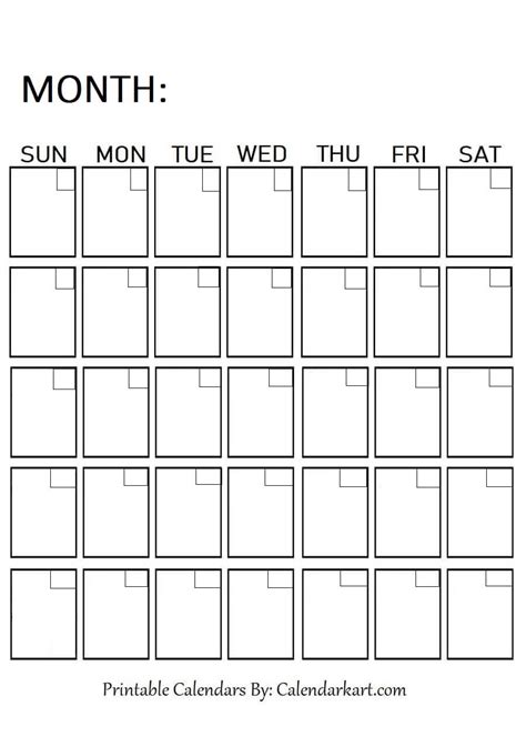 Free Printable Blank Calendar Templates Pages Calendarkart