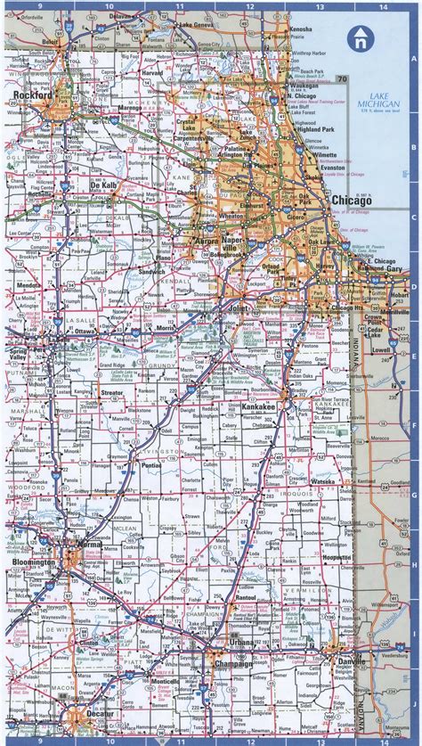 Illinois Northern Roads Map Map Of North Illinois Cities
