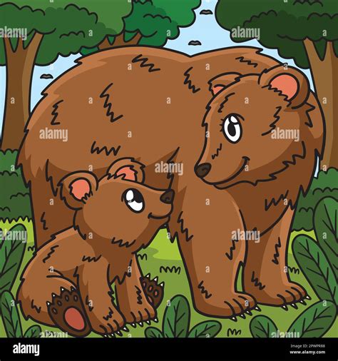 Mothers Day Mama Bear And Cub Colored Cartoon Stock Vector Image And Art
