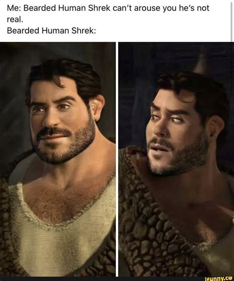 Me Bearded Human Shrek Cant Arouse You Hes Not Real Bearded Human
