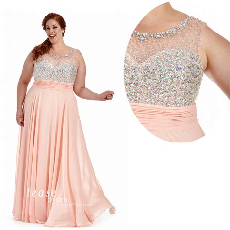 Plus Size Beaded Blush Prom Gown Plus Size Prom Dresses Plus Size