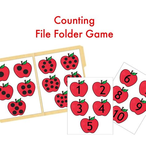 Counting And Matching File Folder Games Apple Printable In 2020 File
