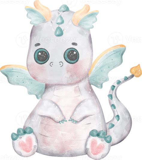 Whimsical Magical Baby Dragon Illustration In Watercolour 22442776 Png